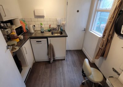 Kitchen at retail unit for sale on School Lane, Didsbury, South Manchester